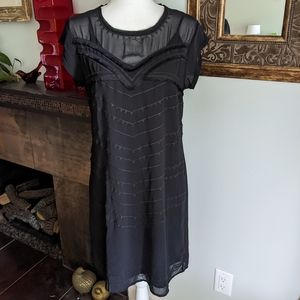 CAbi Black Sheer Overlay Dress